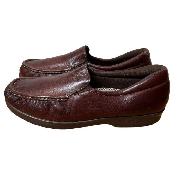 SAS 11 Side Gore Moc ToeLeather Slip On Loafers COMFORT WAlKing Shoe Brown - Picture 4 of 7